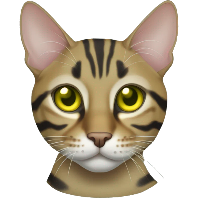 Tabby bengal mix cat with greenish yellow eyes emoji