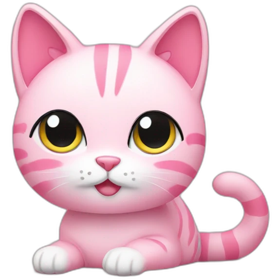 kawaii pink cat computer emoji