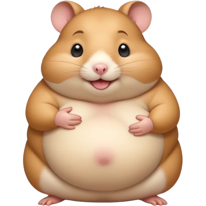 fat hamster holding pregnant belly smiling awkwardly emoji