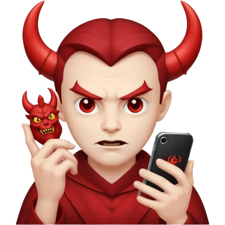 Satan on a phone call emoji