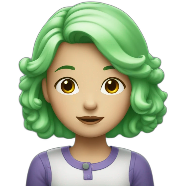 White-bearded little girl with green hair emoji