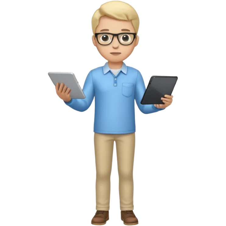 3D imoji of Young man who is graphics design full body stand emoji