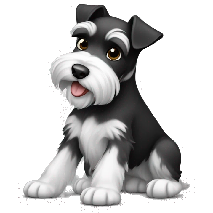 Mini schnauzer black & white playing emoji