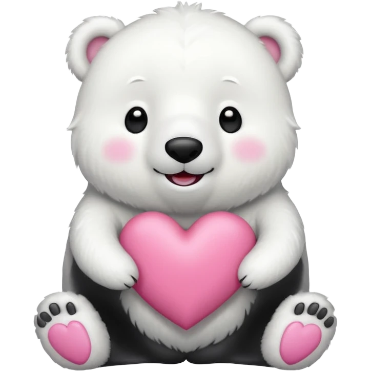  Oso Polar blanco corazón rosa kawaii emoji