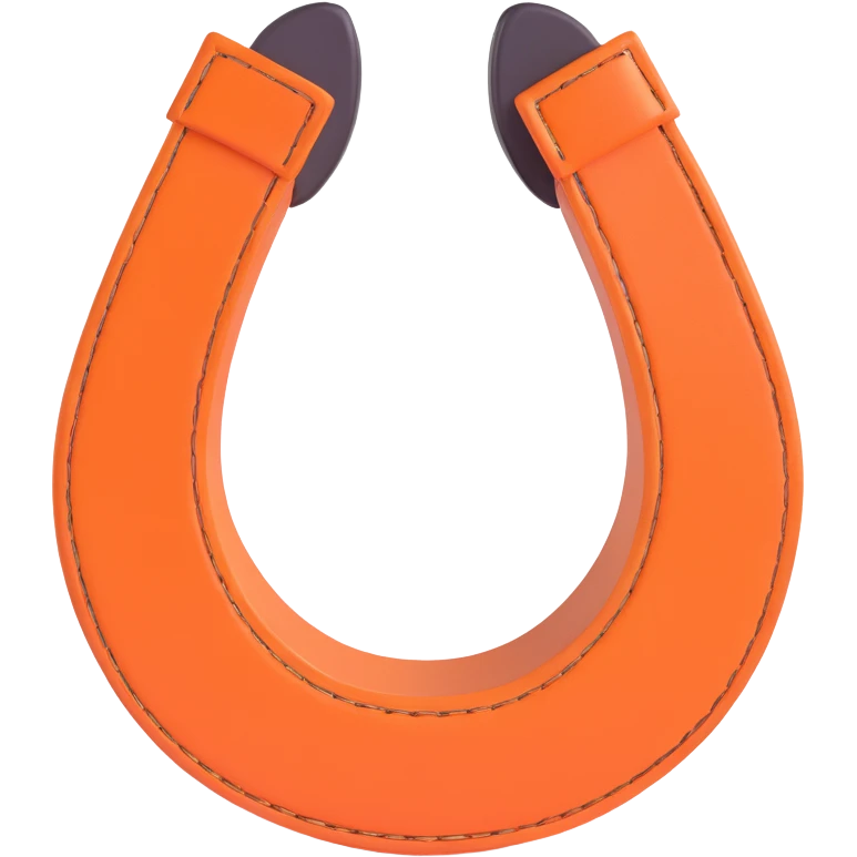 Hermès-style horseshoe, 3D, orange leather, luxury, elegant, no text emoji