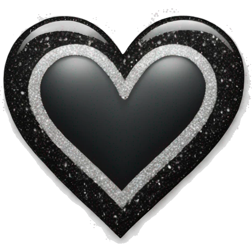a heart with black and white gradient and with sparkles emoji