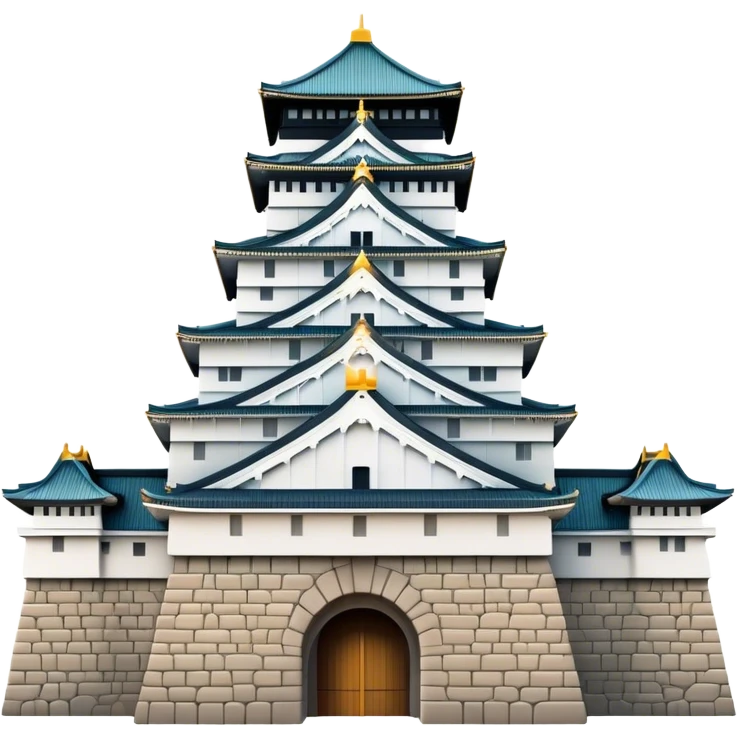 Cinematic Realistic Osaka Castle Landmark Emoji, showcasing the majestic historic castle rendered with dramatic stone textures and regal, natural lighting. emoji