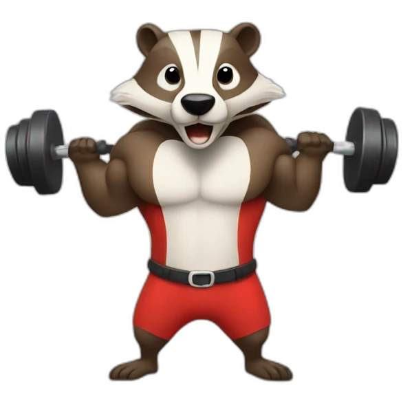 badger with muscles lifting weights emoji