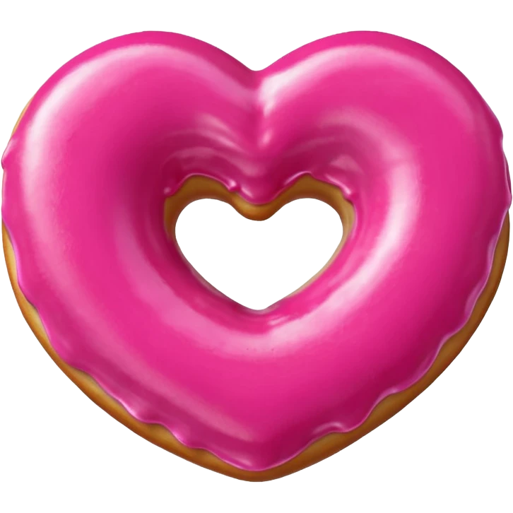 Realistic isolated heart shaped donut with Fuchsia color. emoji