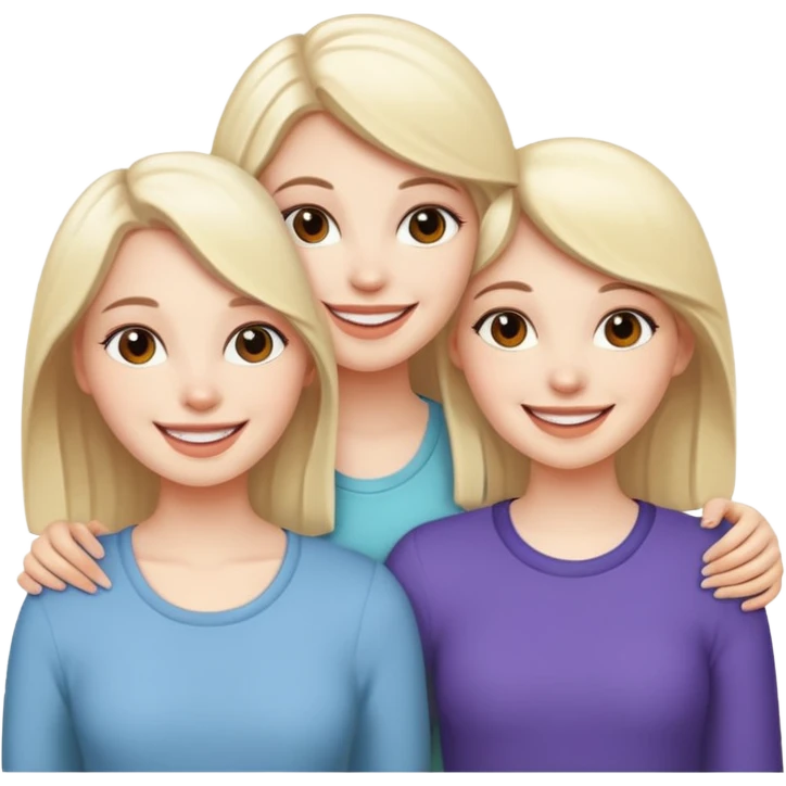 3 white girls happy friends emoji