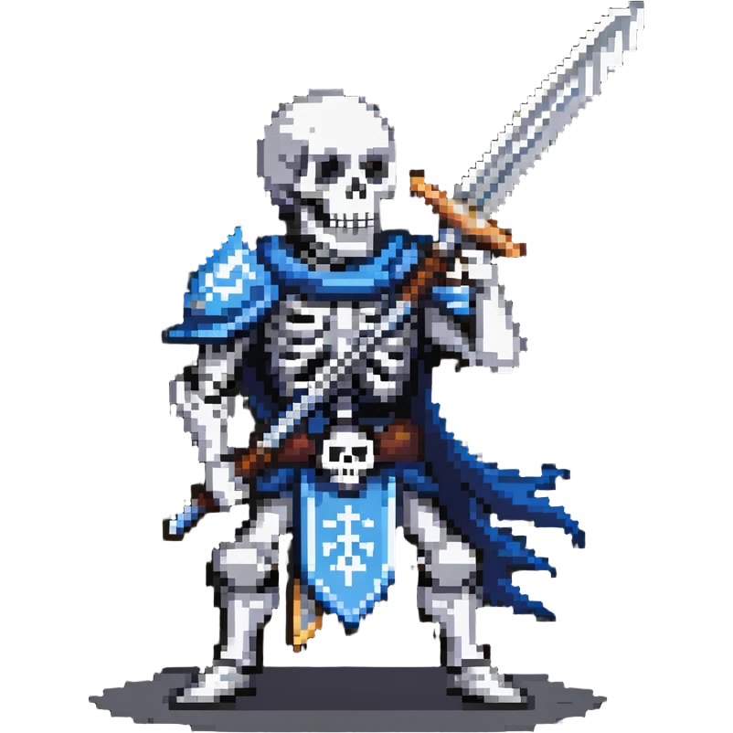 skeleton warrior raising sword victoriously emoji