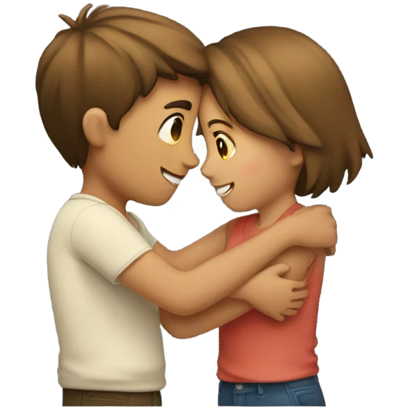 Girl hugging boy emoji