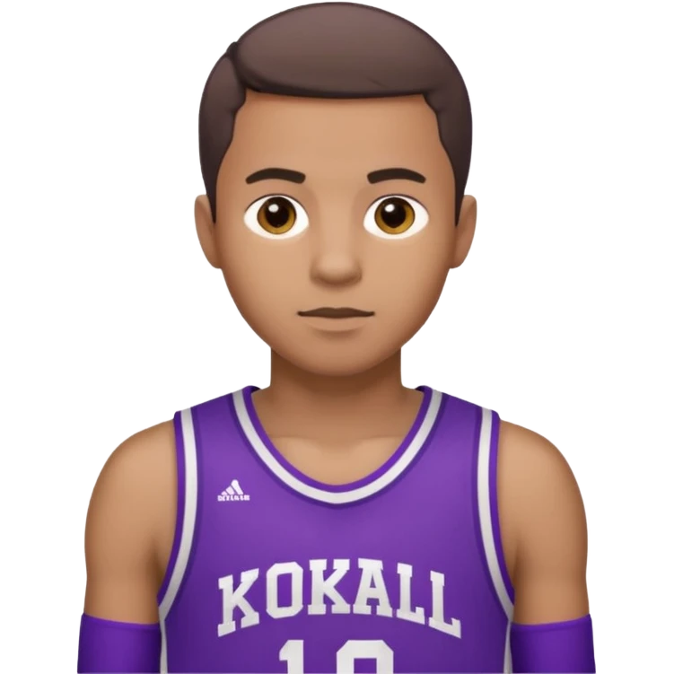 ["Medium skin tone male, short hair, wearing a purple basketball jersey."] emoji
