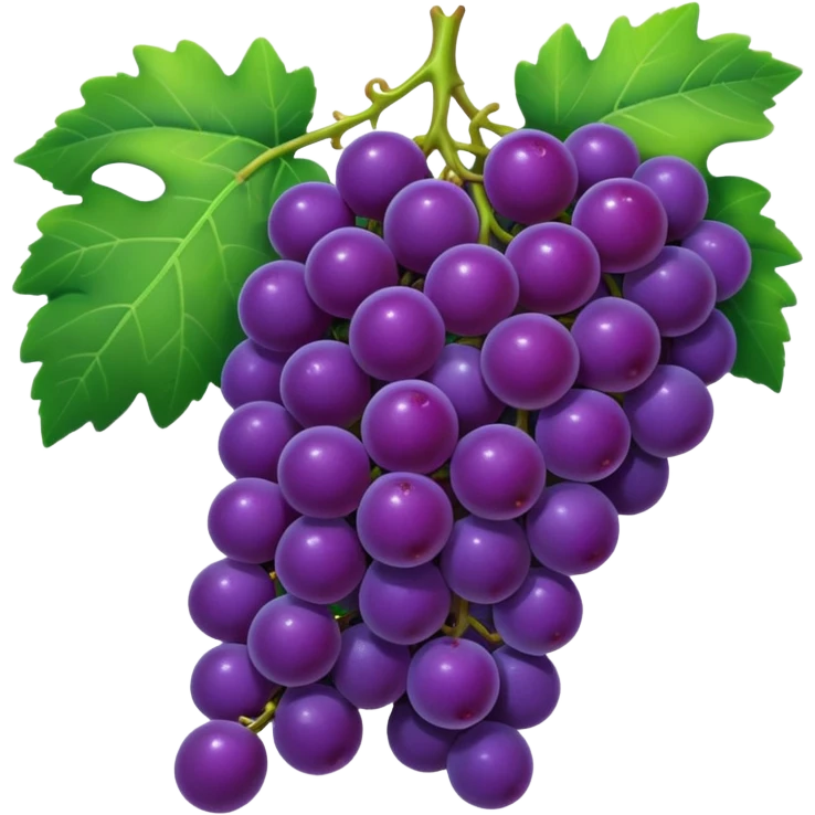 concord grape, cartoonish cluster of purple grapes with a leaf, vibrant and glossy emoji