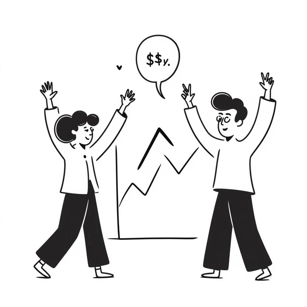 Hand-drawn sports participation graph trending upward with excited figures emoji