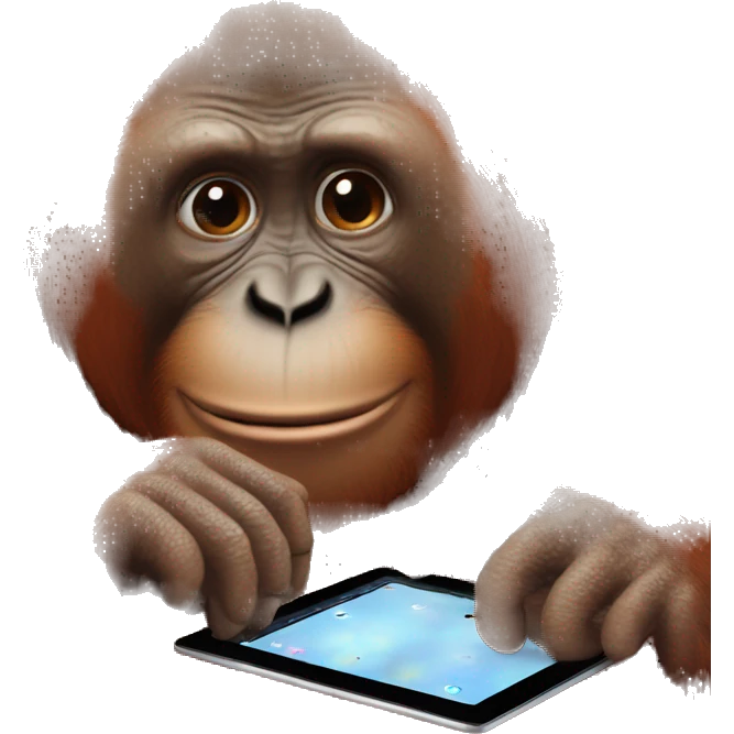 Orangutan playing on iPad  emoji
