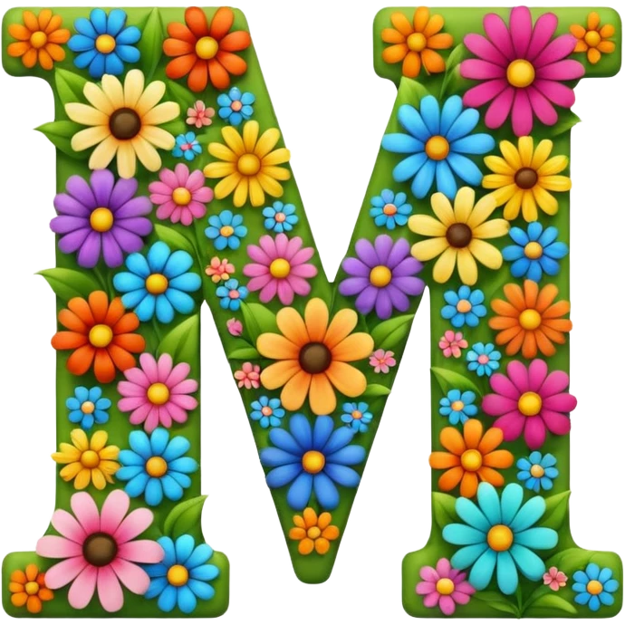 letter m made of flowers emoji