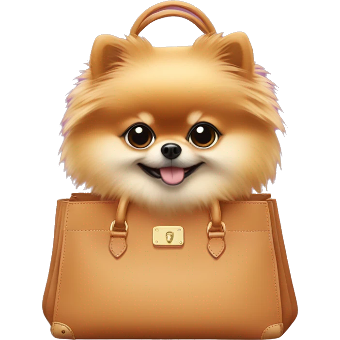 Pomeranian in birkin bag  emoji