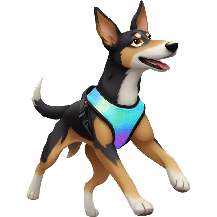  saluki German shepherd husky and holographic harness running emoji