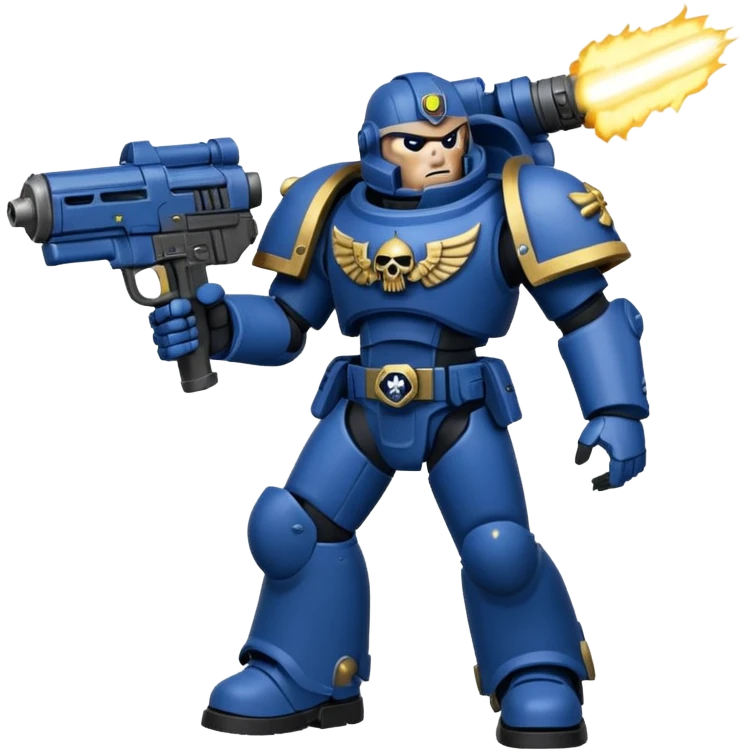 warhammer40k space marine holding a weapon. Weapon is firing. emoji