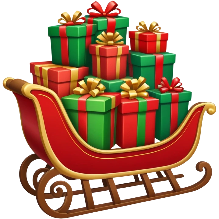cartoonish sleigh filled with presents emoji
