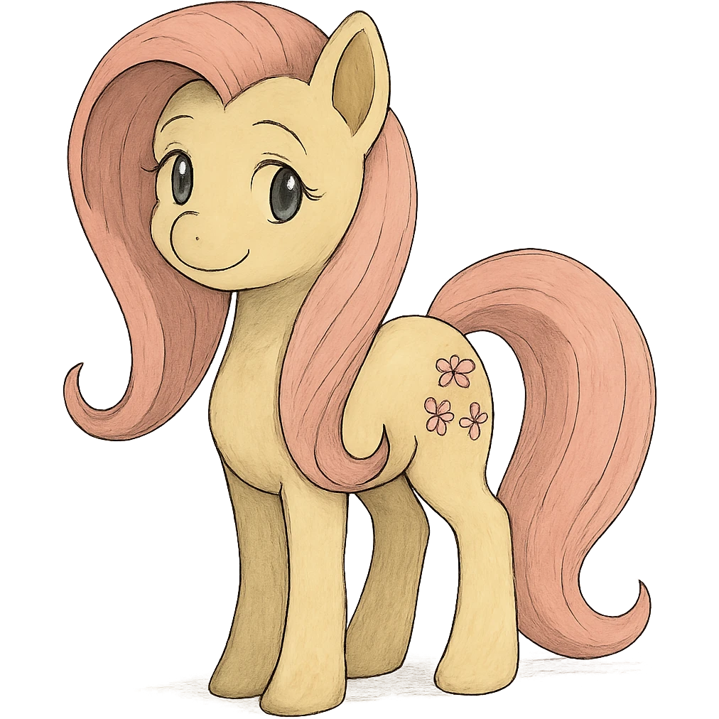 Fluttershy standing and smiling in Ghibli style emoji
