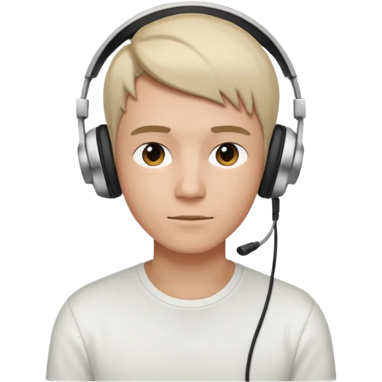 a person wearing headphone, having styleish haircut & wearing shirt of white colour emoji