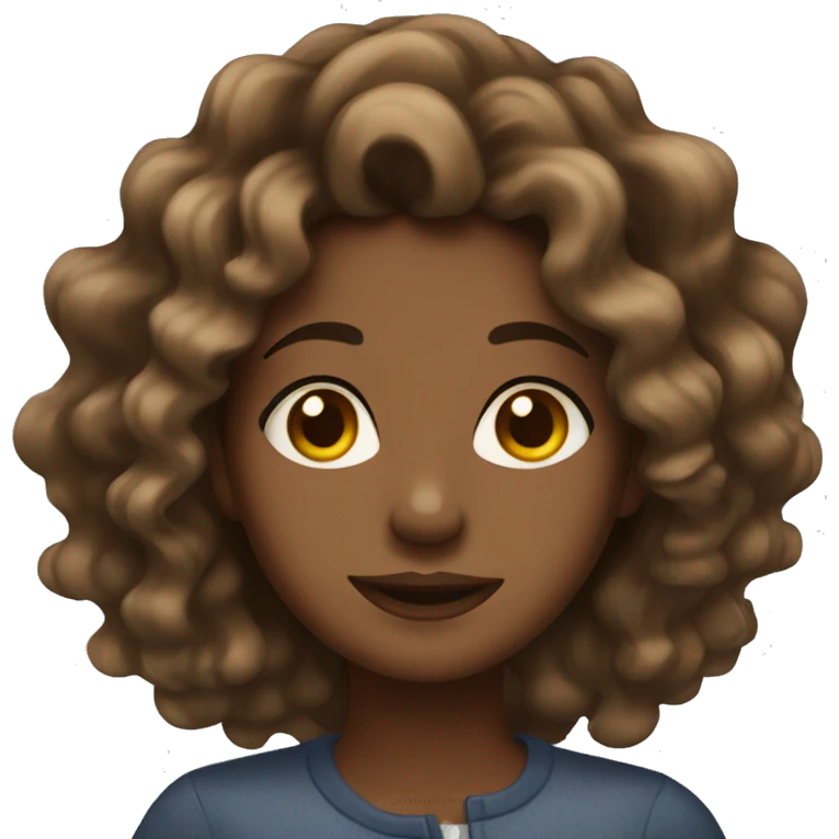 Brown girl with wavy hair emoji