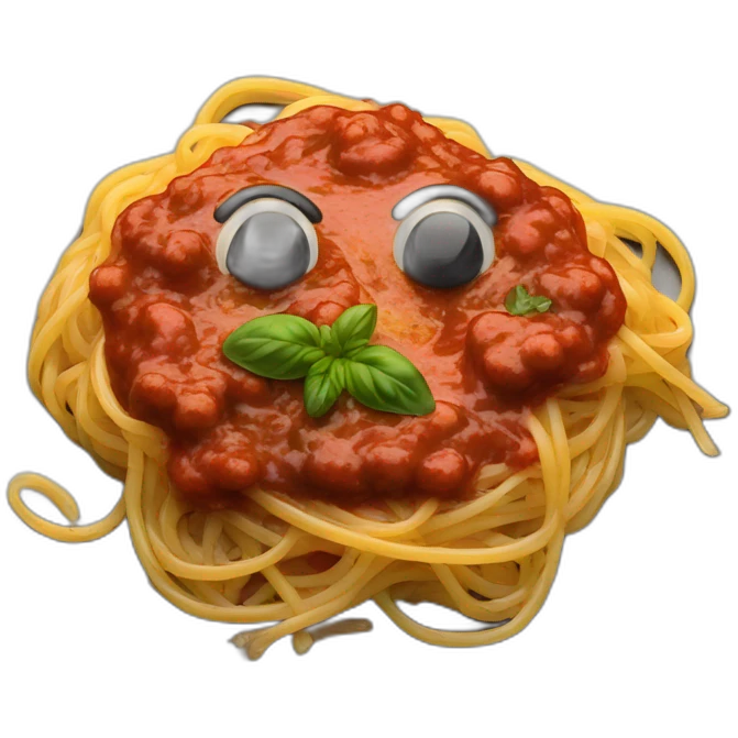 Spaghetti and sauce on black heart plate emoji