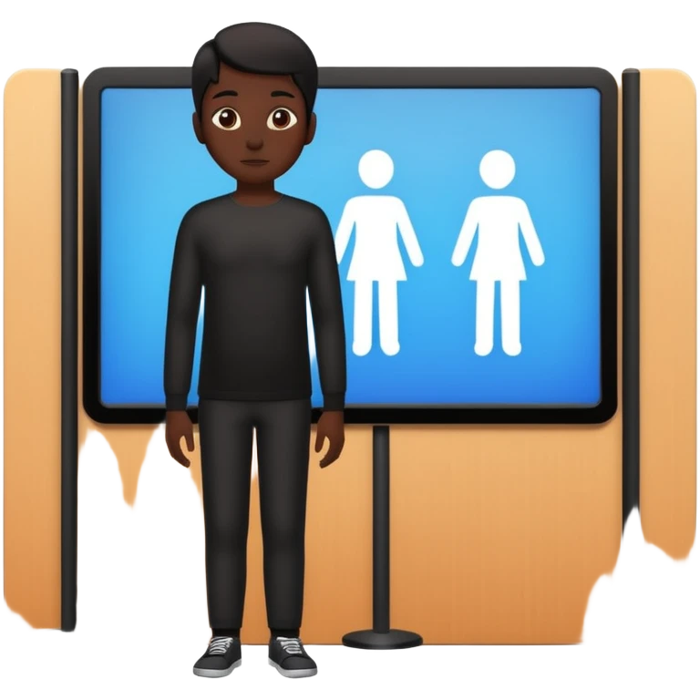 person silhouette standing in front of a screen with play icon emoji