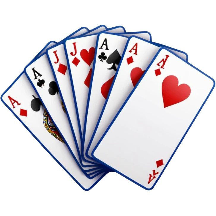A 3D cartoon set of playing cards with a visible joker card, neat layout, soft shadow, realistic Memoji-style. emoji