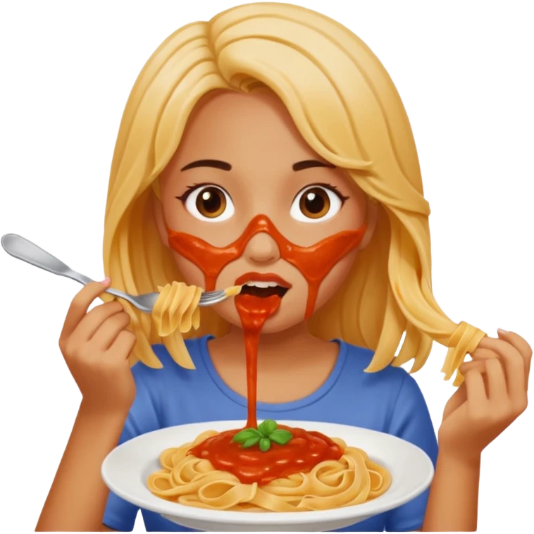 Girl eating pasta emoji