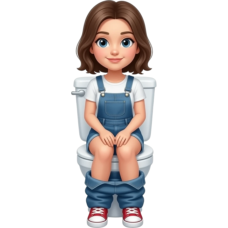 Young woman sitting on toilet emoji