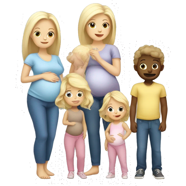 White family of 4, blonde pregnant mom, 2 toddler girls one blonde one brunette emoji