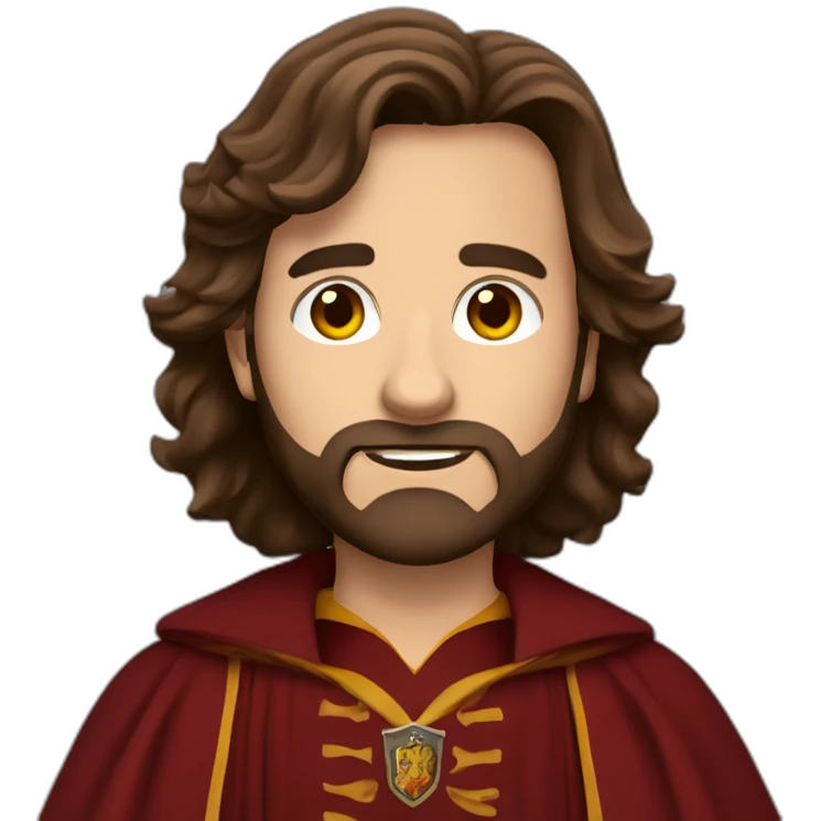 long brown haired bearded man in gryffindor hogwarts robes emoji