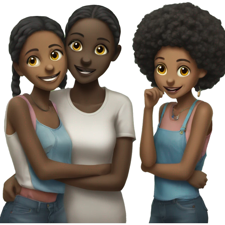 a black rat in the company of two beautiful young African girls emoji