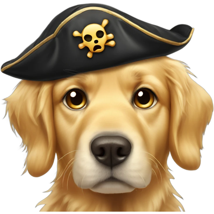 Golden retriever with pirate hat and eye patch emoji