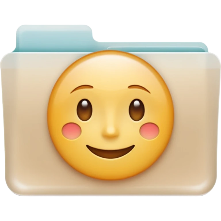 A **simple emoji-style icon** of a **transparent white plastic folder**, minimal and clean, with **rounded corners**, subtle translucency, soft shading, and a **small wellness symbol** on the front combining **skincare, daily routine, and healthy food elements**.
 emoji