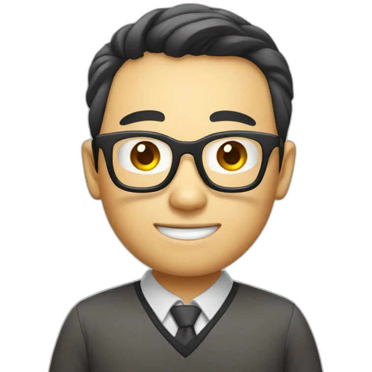 Chinese smart nerd guy with glasses emoji