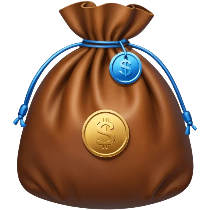 brown money bag with a blue coin  emoji