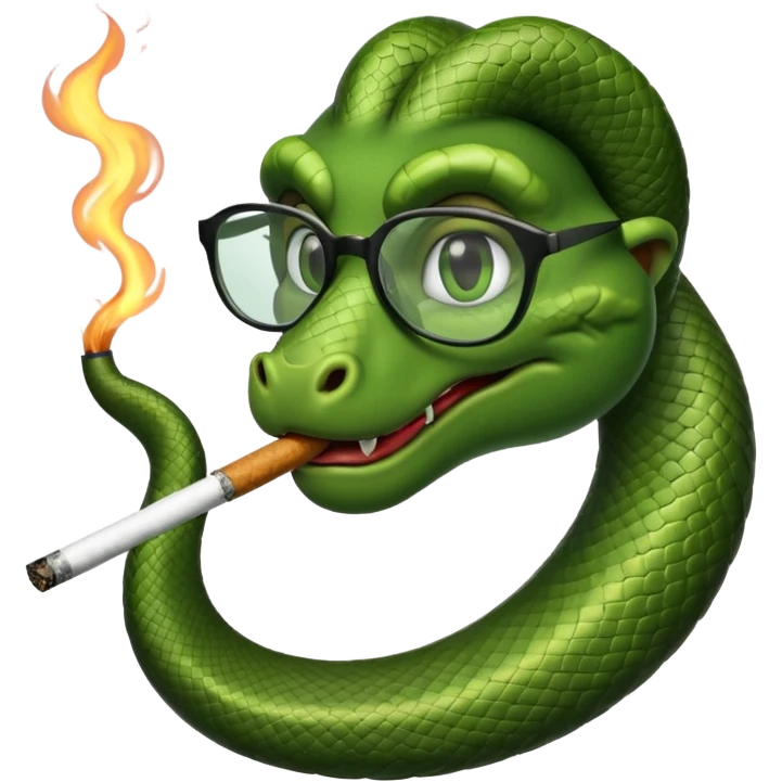 can you create a sneaky bitch SNAKE with big glasses smoking a cigarrette emoji