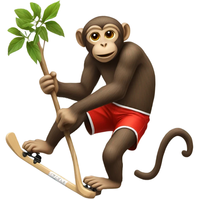 Monkey playing hockey on top of trees emoji
