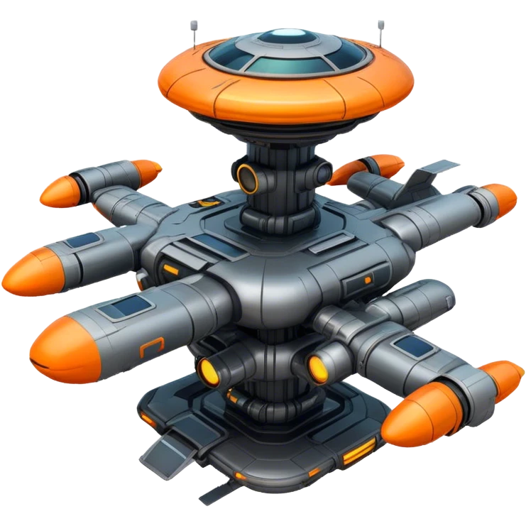 Orange, cyberpunk style, neon, gravity realistic space station emoji