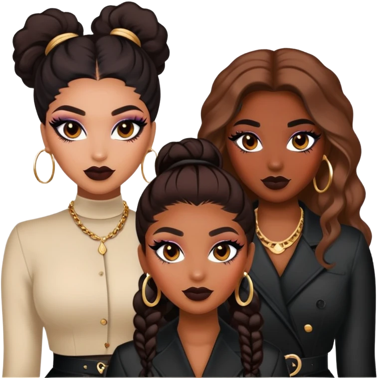 Boujy baddie different best friends, trendy heavy makeup emoji