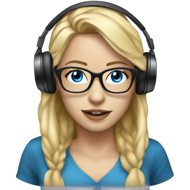 
Realistic Female dj blue eyes blonde hair wearing glasses and headset
 emoji