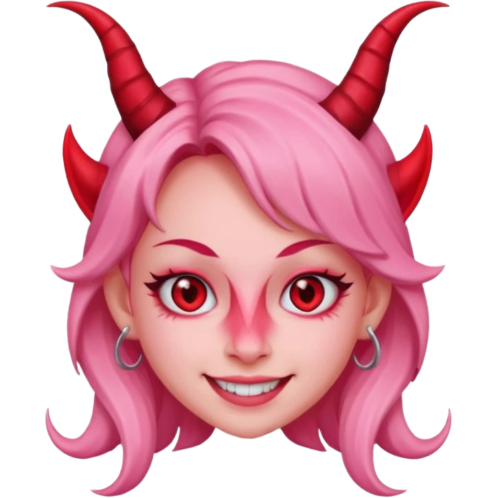 A pink girly devil emoji
