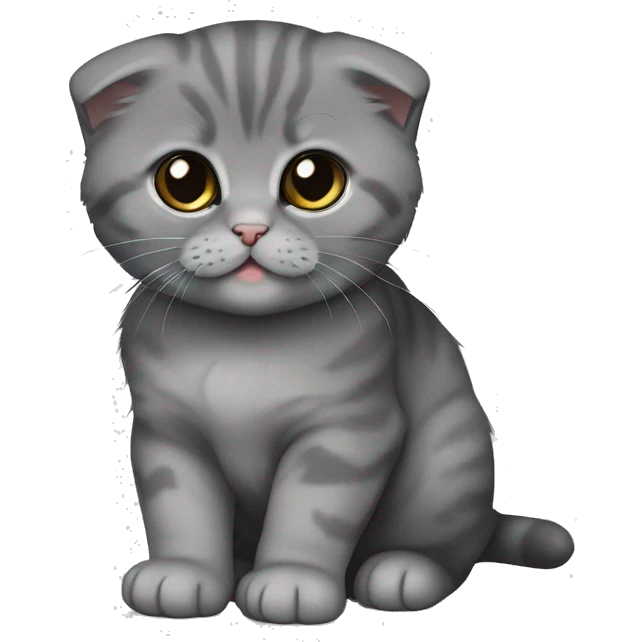 dark grey one coloured scottish fold kitten emoji