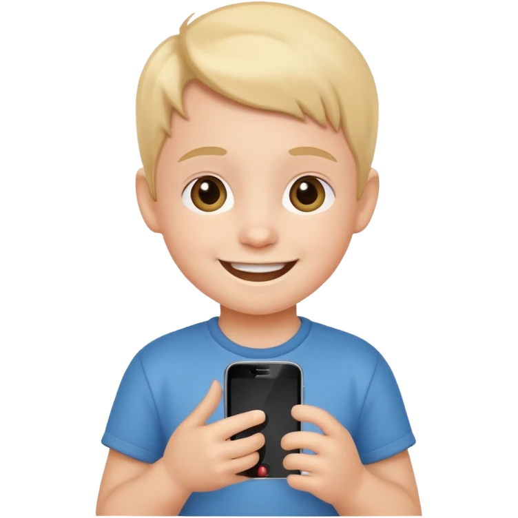 little kid with phone emoji