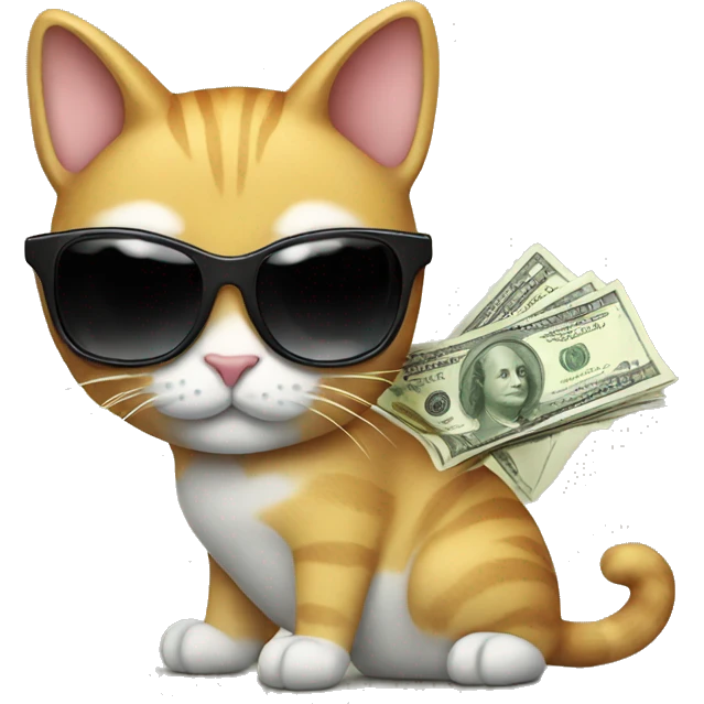 Cat holding money with sunglasses  emoji