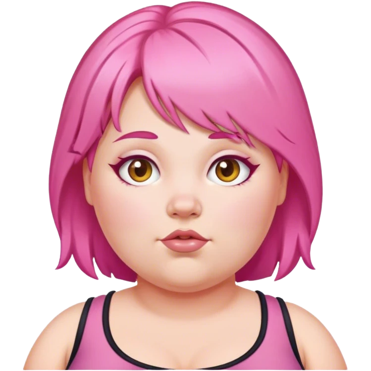 Pink hair, fat girl ￼ emoji